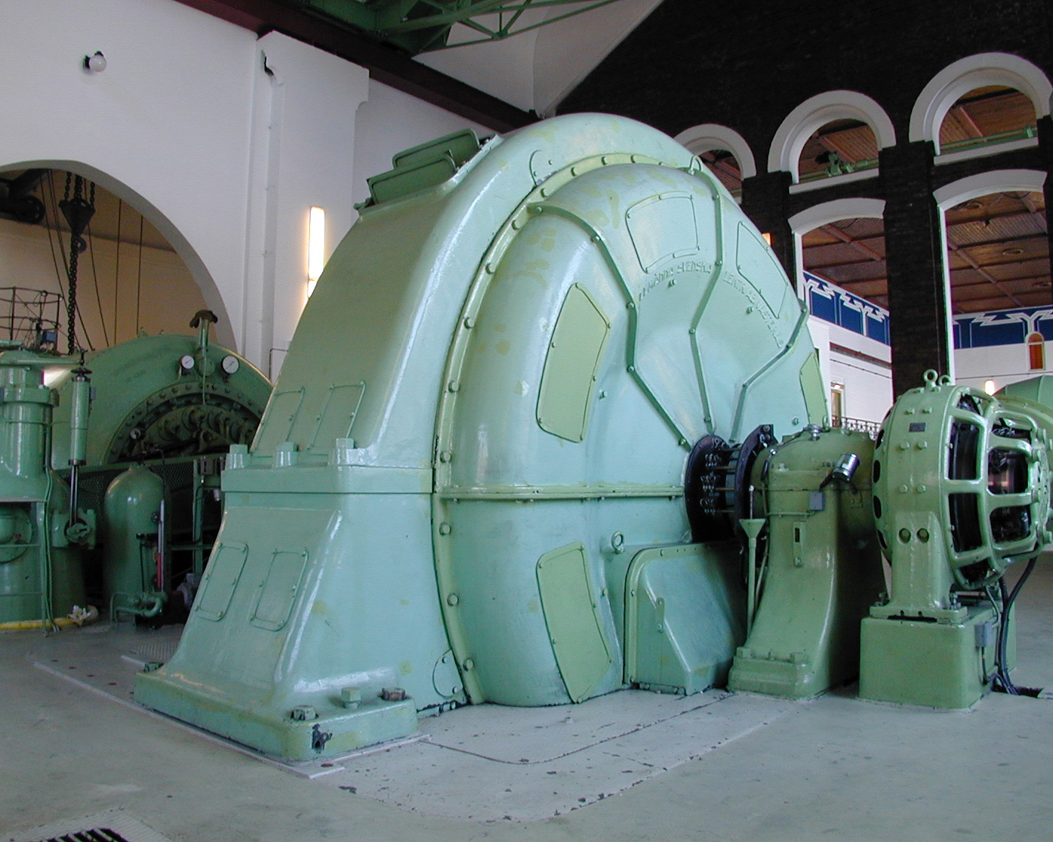 Turbine in machine room.